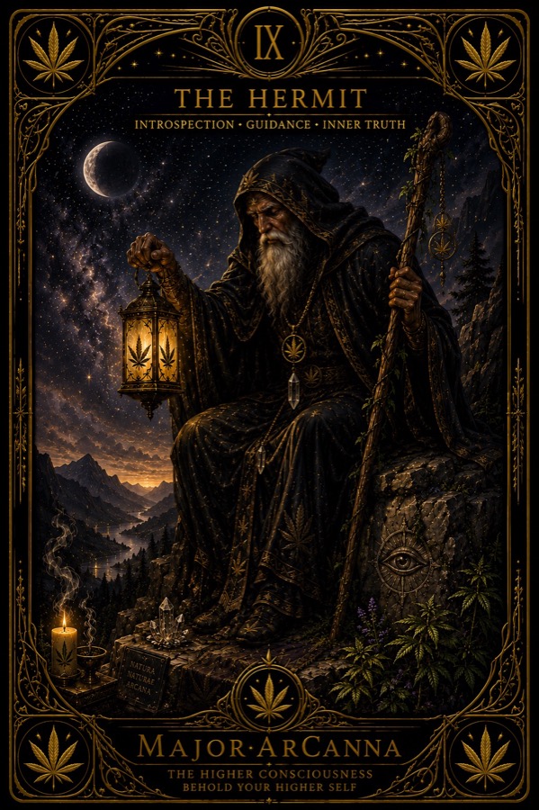 MajorArCanna tarot, The Hermit, card IX, the unified engraving