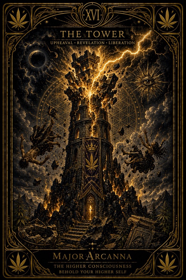 MajorArCanna tarot, The Tower, card XVI, the unified engraving
